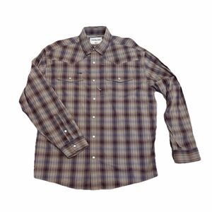 Poncho Men's Casual Plaid Shirt - The Muleshoe (Brown and Blue)